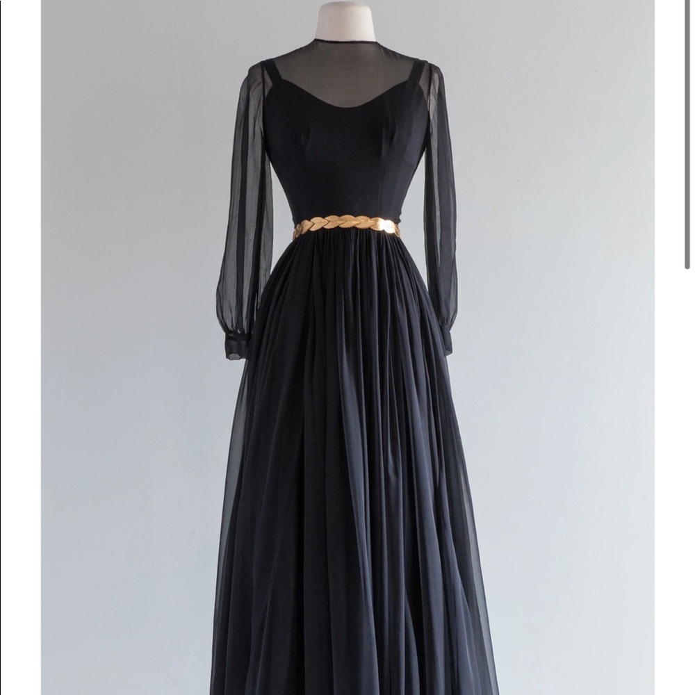 SOLD - Vintage 1950s Silk Chiffon Cocktail Dress